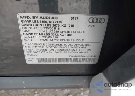 2018 Audi Q5 2.0T Premium/2.0T Tech Premium из США, поврежденный, VIN WA1BNAFY4J2029353